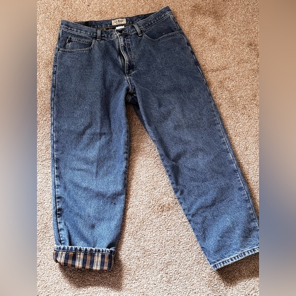 L.L. Bean Other - Vintage LL Bean Flannel Lined Jeans Mens 33 x 29 Blue Denim Straight Leg USA 90s